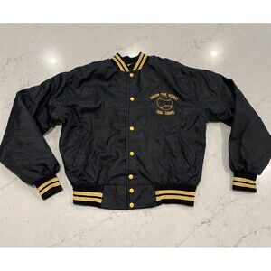 West Wind‎ Large Vintage Nylon Stripe Collar Snap Bomber Jacket 80s Champs USA